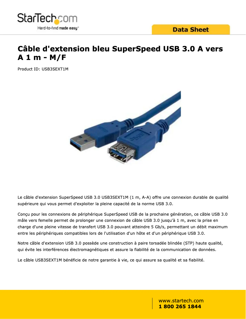 Image de la première page du manuel de l'appareil USB3SEXT1M