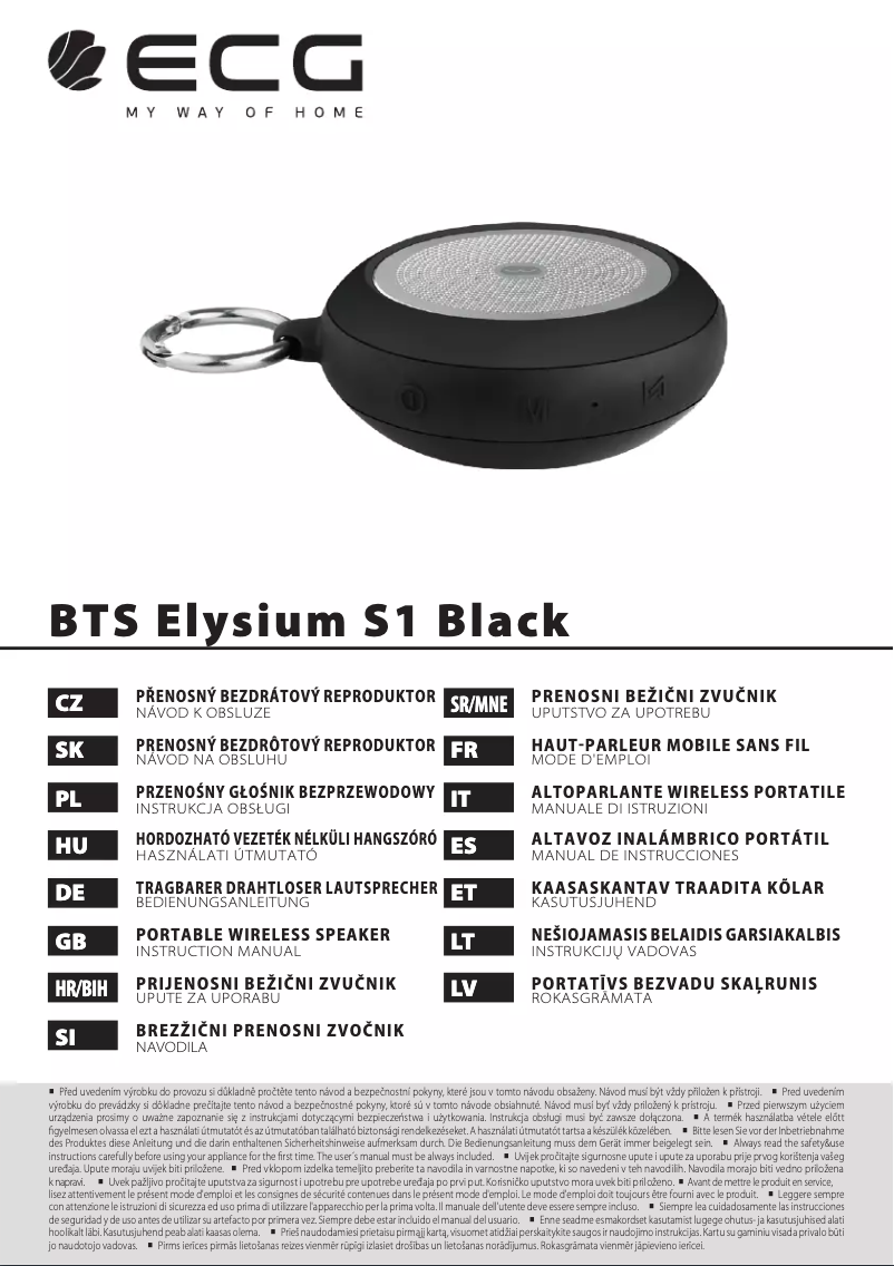 Image de la première page du manuel de l'appareil BTS Elysium S1