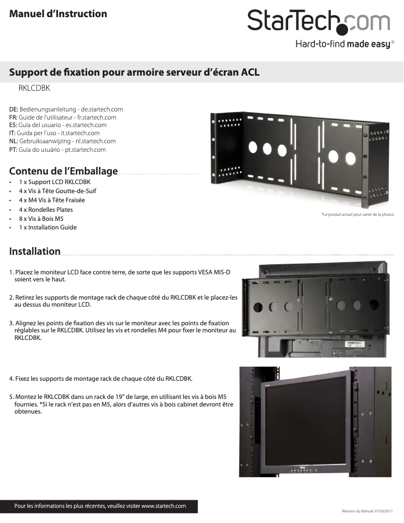 Image de la première page du manuel de l'appareil VESA LCD Monitor Mounting Bracket RKLCDBK