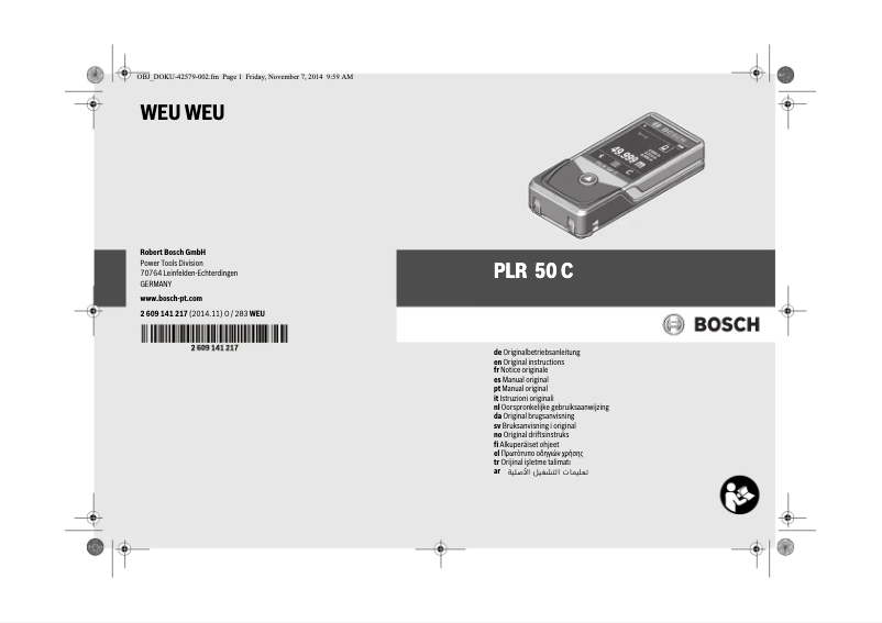 Image de la première page du manuel de l'appareil PLR 50