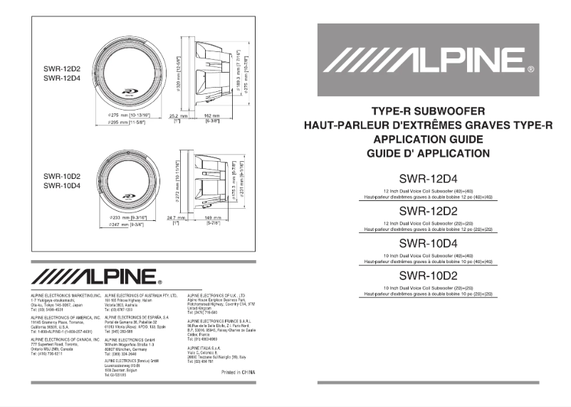 Page n°1 - Manuel utilisateur Alpine SWR-10D4