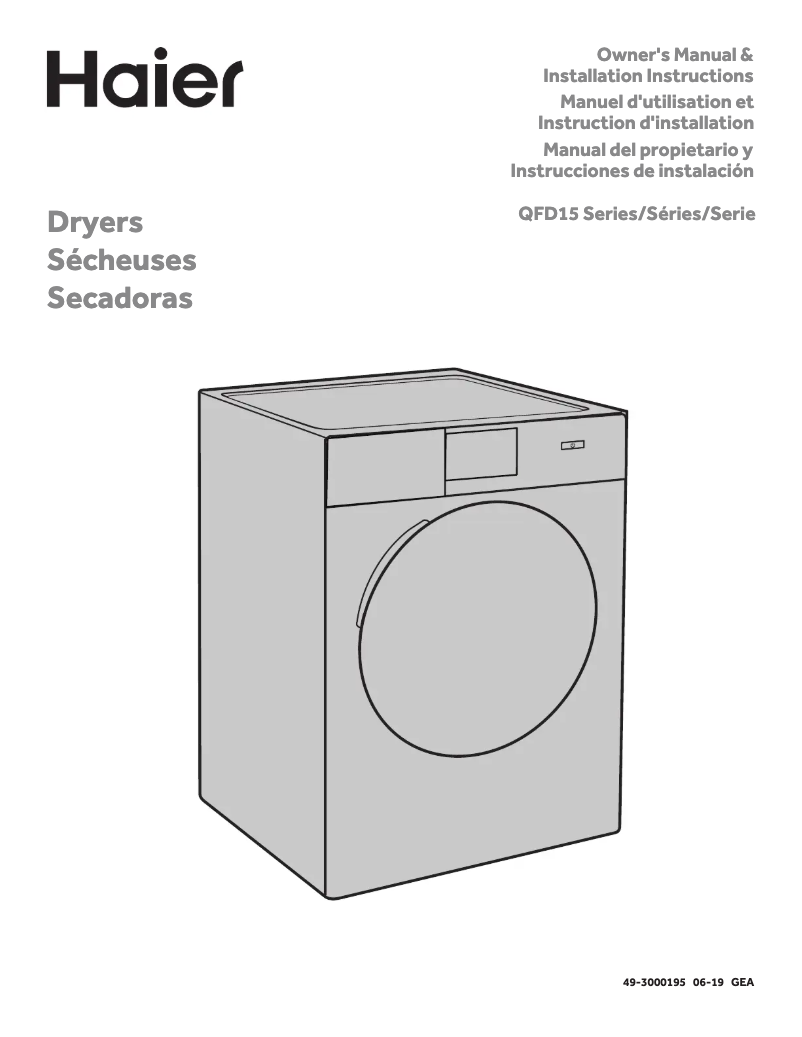 Page 1 de la notice Manuel utilisateur Haier QFD15ESSNWW