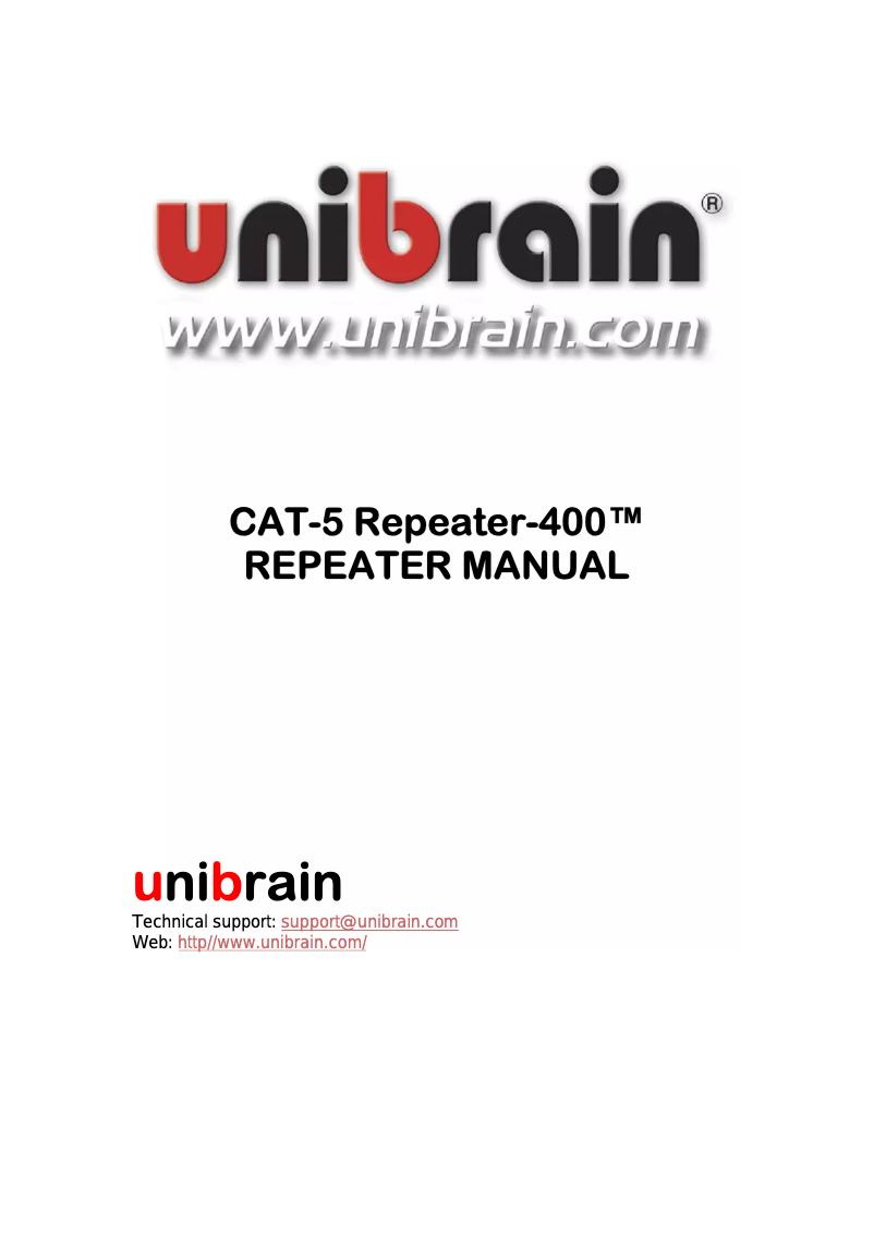 Page n°1 - Manuel utilisateur Unibrain CAT-5 Repeater-400