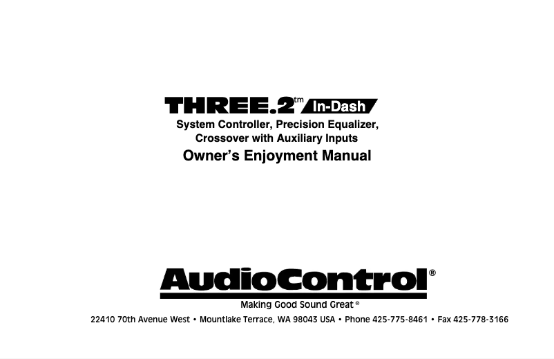 Page 1 de la notice Manuel utilisateur AudioControl THREE.2