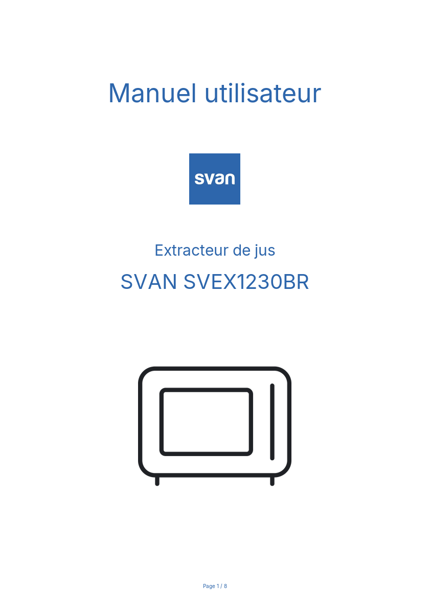 Image de la première page du manuel de l'appareil SVEX1230BR