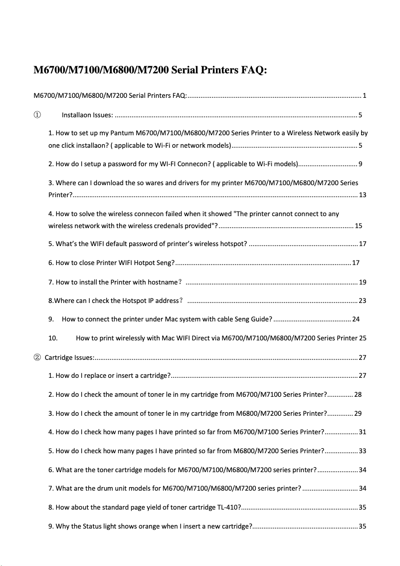 Página 1 del manual Preguntas frecuentes Pantum M7102DN
