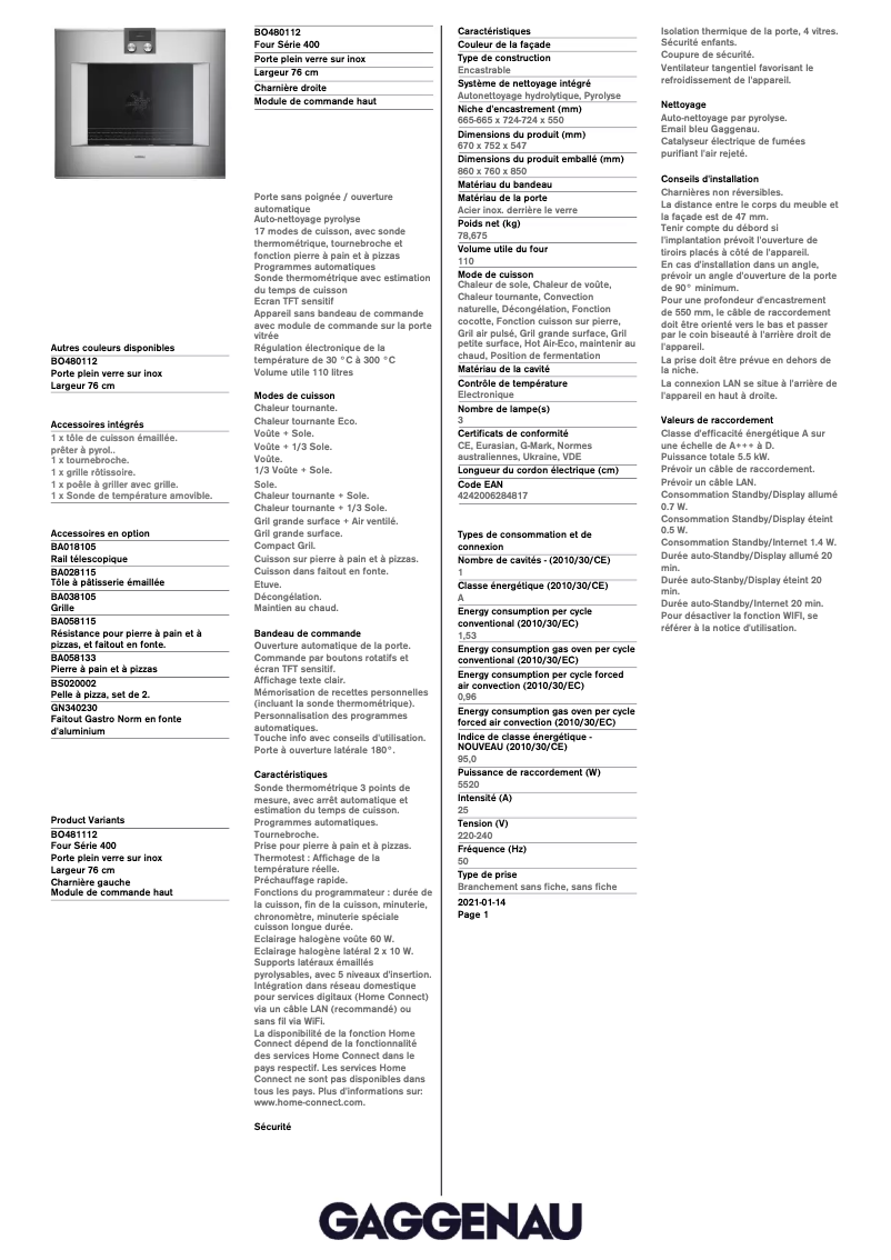 Imagen de la primera página del manual del dispositivo BO480112