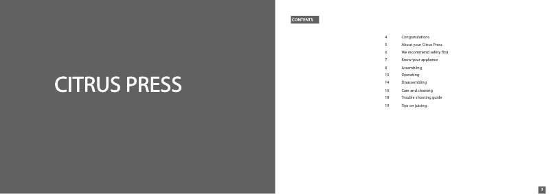 Page 1 de la notice Manuel utilisateur Gastroback Design Citrus Juicer Advanced