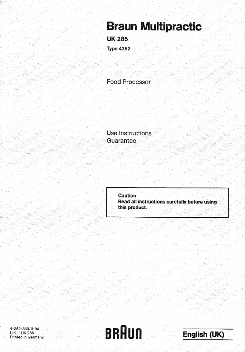 Image de la première page du manuel de l'appareil Multipractic UK 285