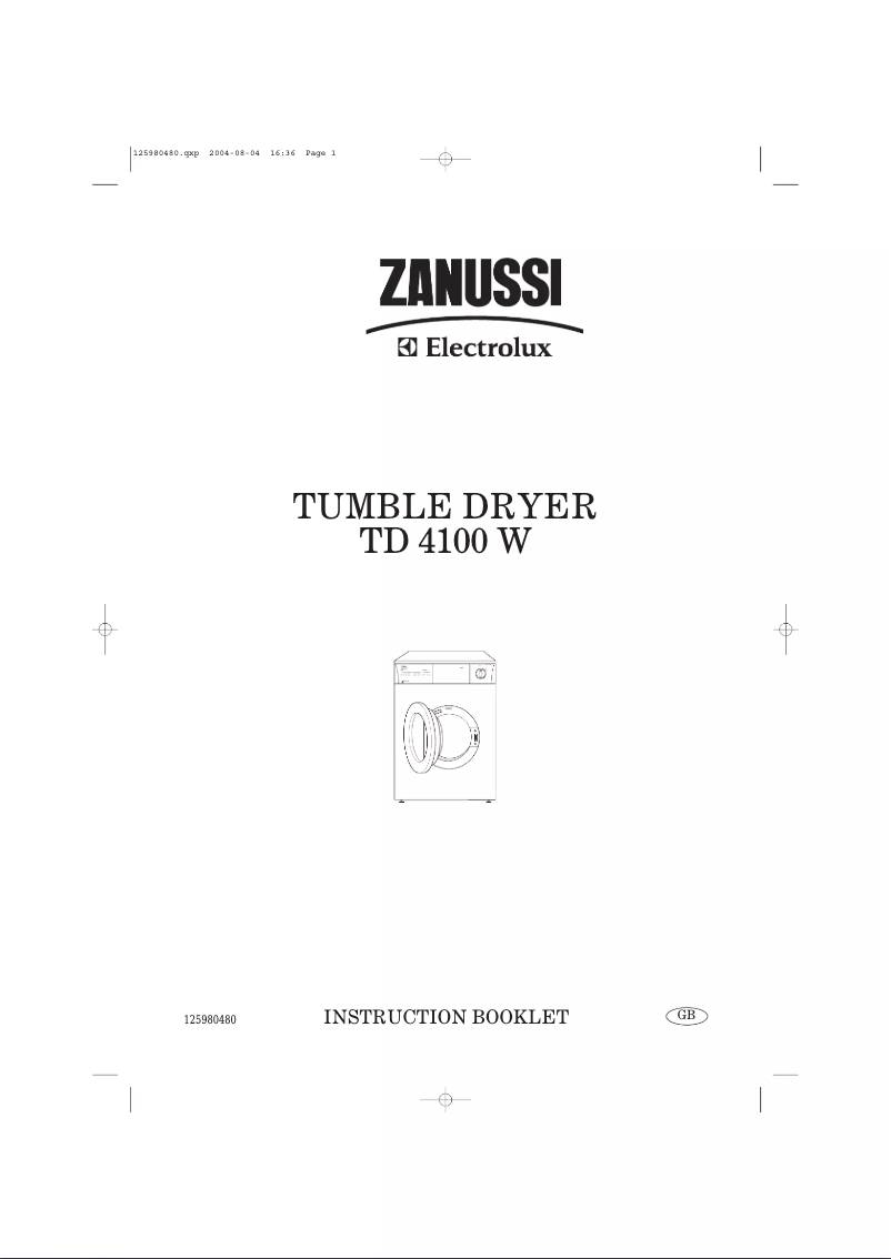 Page 1 de la notice Manuel utilisateur Zanussi-Electrolux TD4100W