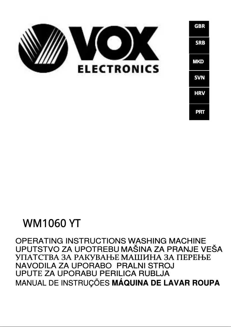 Page 1 de la notice Manuel utilisateur VOX WM1060-YT