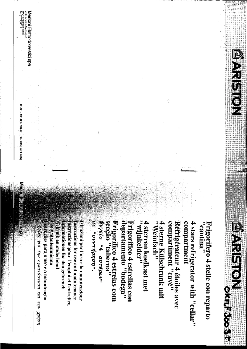 Page 1 de la notice Manuel utilisateur Ariston Thermo OKRF 300 3T