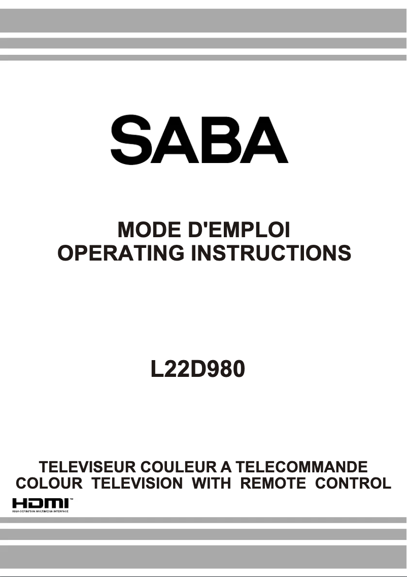 Page n°1 - Manuel utilisateur Saba L22D980