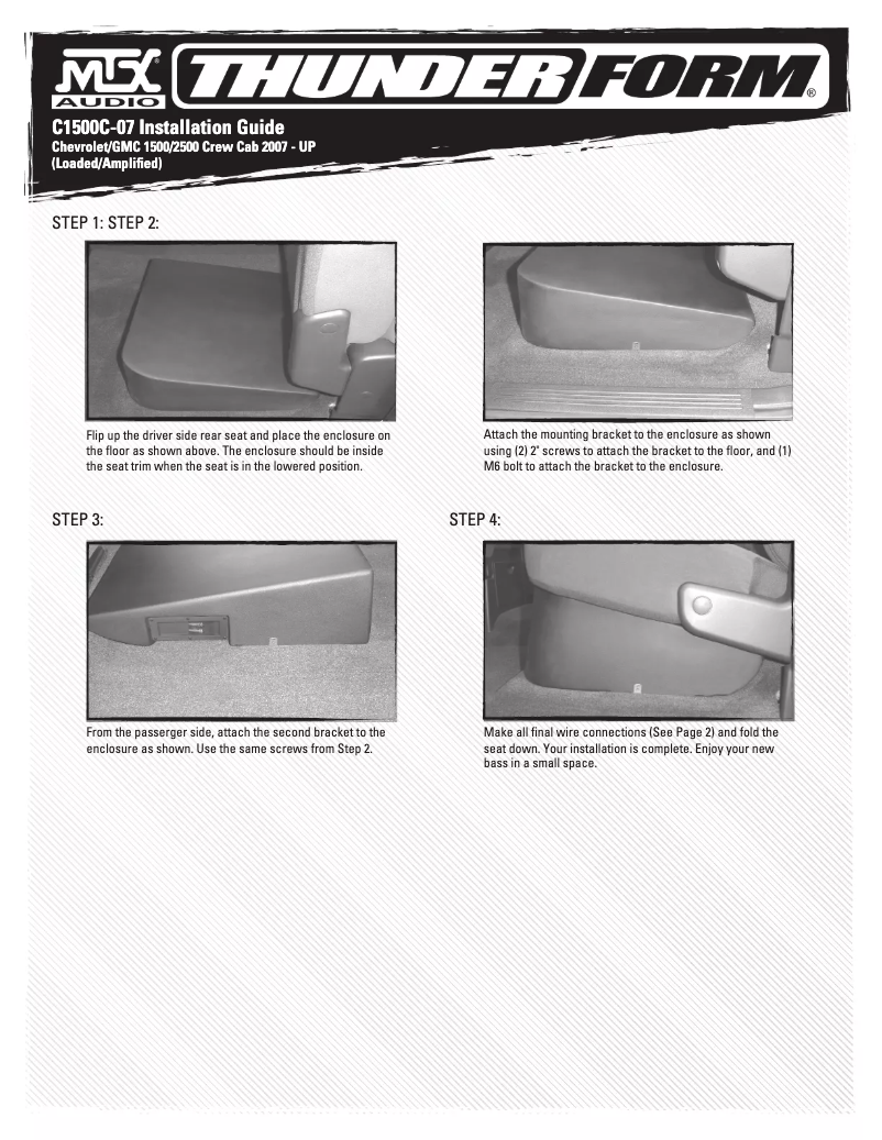 Page 1 de la notice Manuel utilisateur MTX Audio ThunderForm C1500C-07L