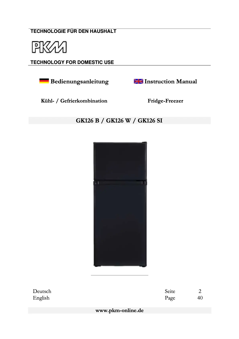 Page 1 de la notice Manuel utilisateur PKM GK126 W