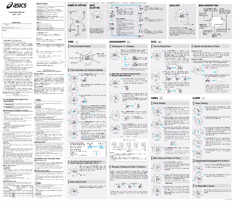 Page 1 de la notice Manuel utilisateur Asics AR07
