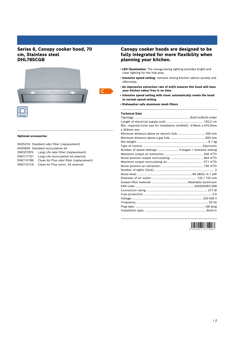 Image de la première page du manuel de l'appareil DHL785CGB