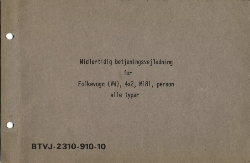 Page 1 de la notice Manuel utilisateur Volkswagen 181 (1975)
