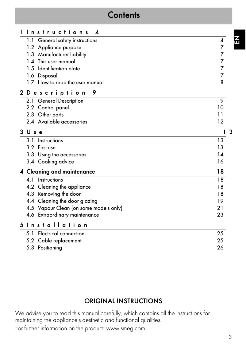 Page n°1 - Manuel utilisateur Smeg SFA561X2