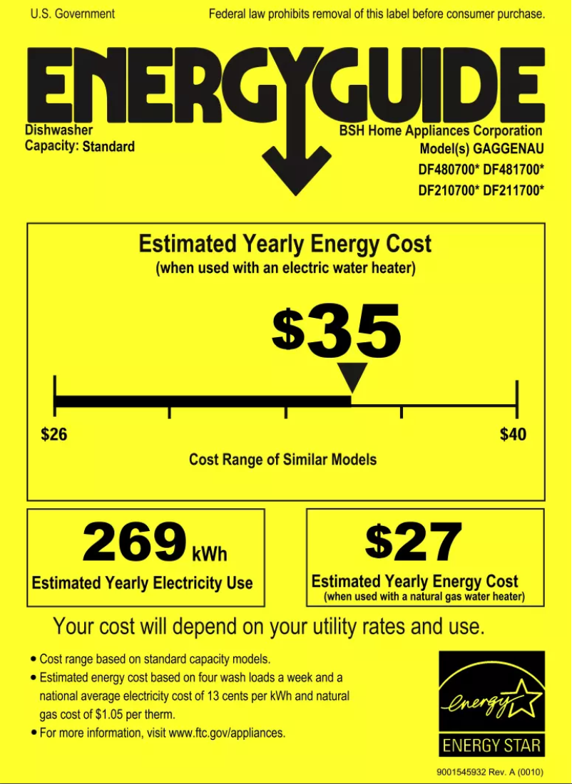 Page n°1 - Label énergétique Gaggenau DF481700