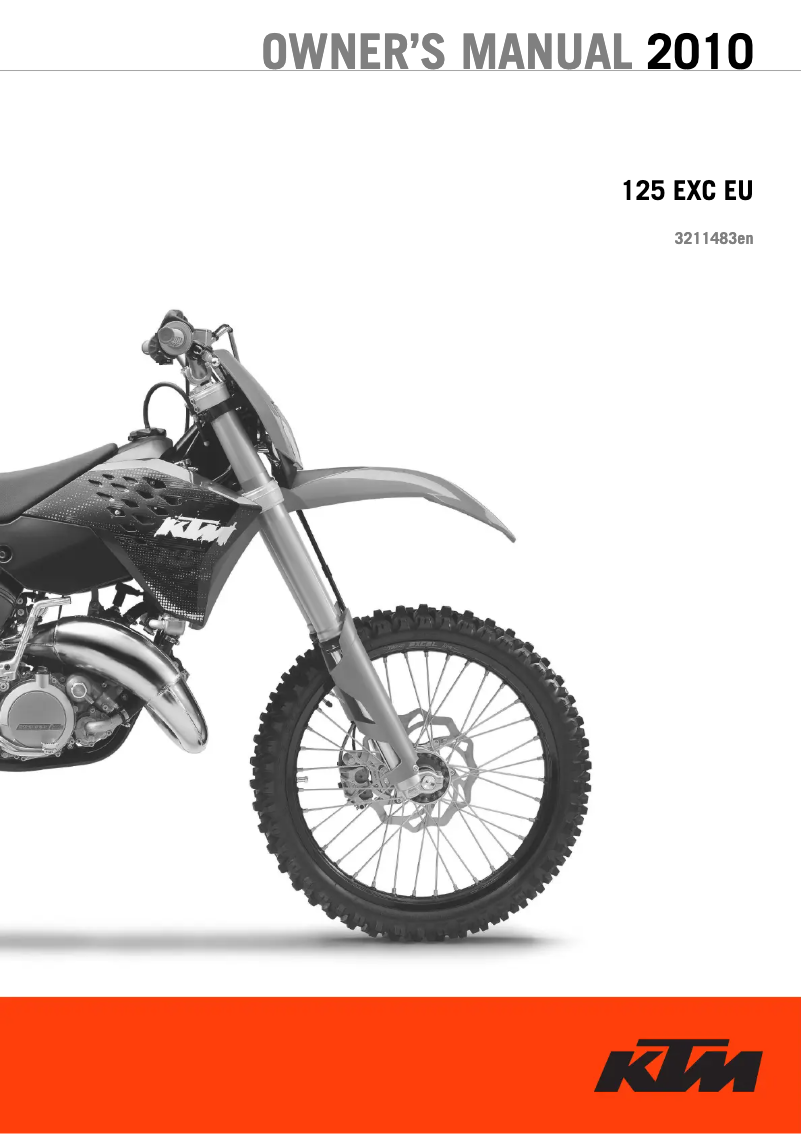 Page 1 de la notice Manuel utilisateur KTM 125 EXC (2010)