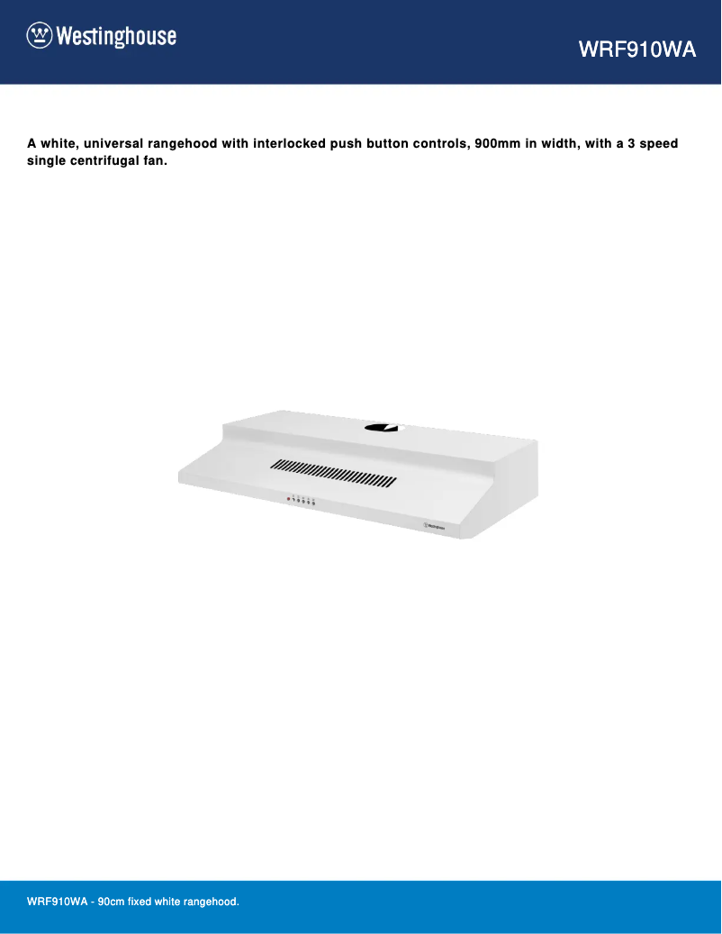 Page 1 de la notice Fiche technique Westinghouse WRF910WA
