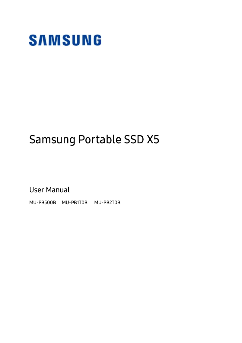 Página 1 del manual Manual de usuario Samsung Portable SSD X5