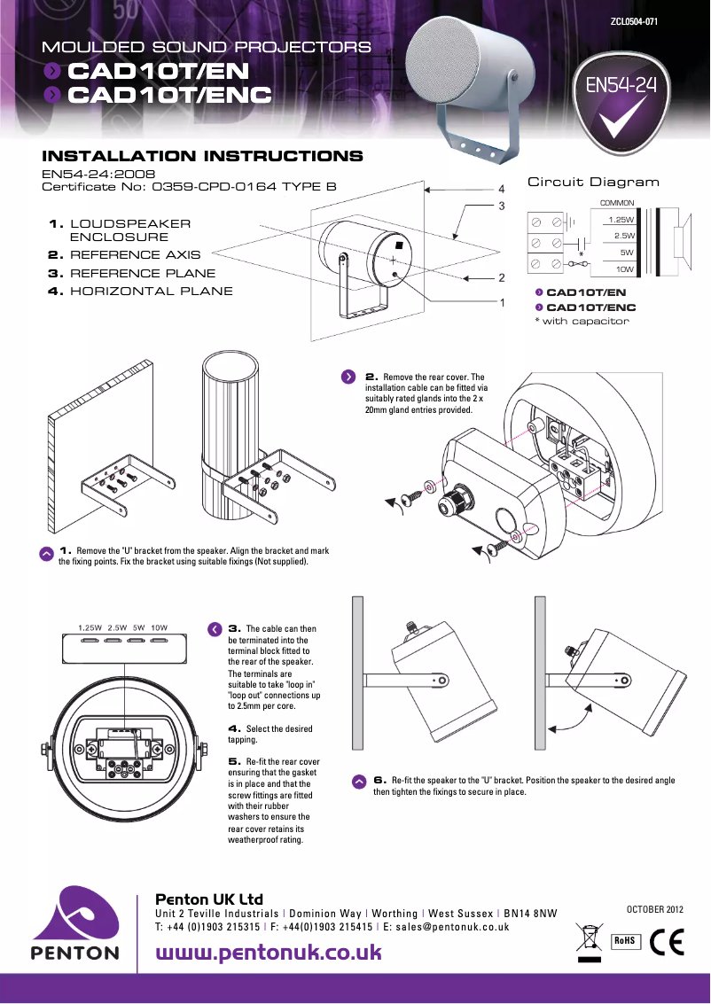 Page n°1 - Manuel utilisateur Penton CAD10T/ENC