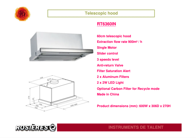 Página 1 del manual Guía de instalación Rosieres RT 6360 IN