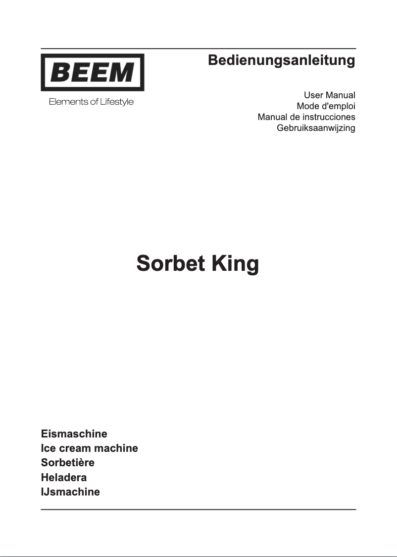 Image de la première page du manuel de l'appareil Sorbet King
