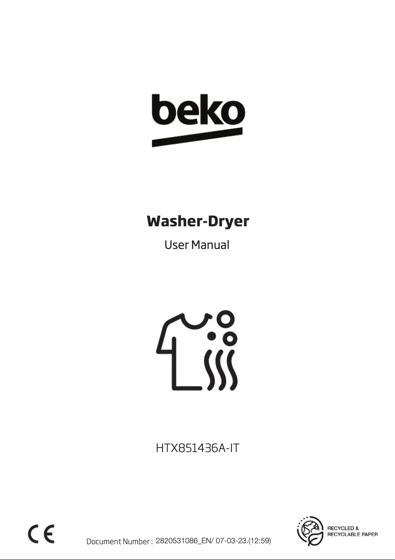 Page 1 de la notice Manuel utilisateur Beko HTX851436A-IT