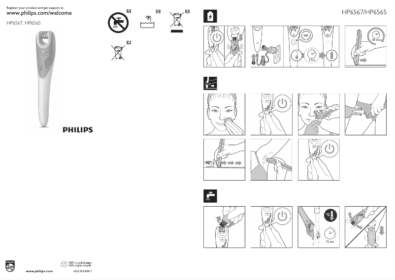 Imagen de la primera página del manual del dispositivo Satinelle Prestige HP6565