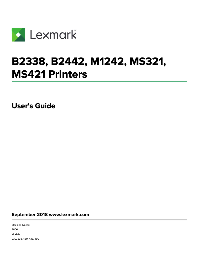 Page 1 de la notice Manuel utilisateur Lexmark B2442