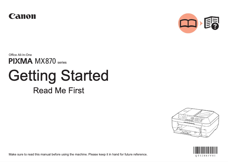 Image de la première page du manuel de l'appareil Pixma MX870