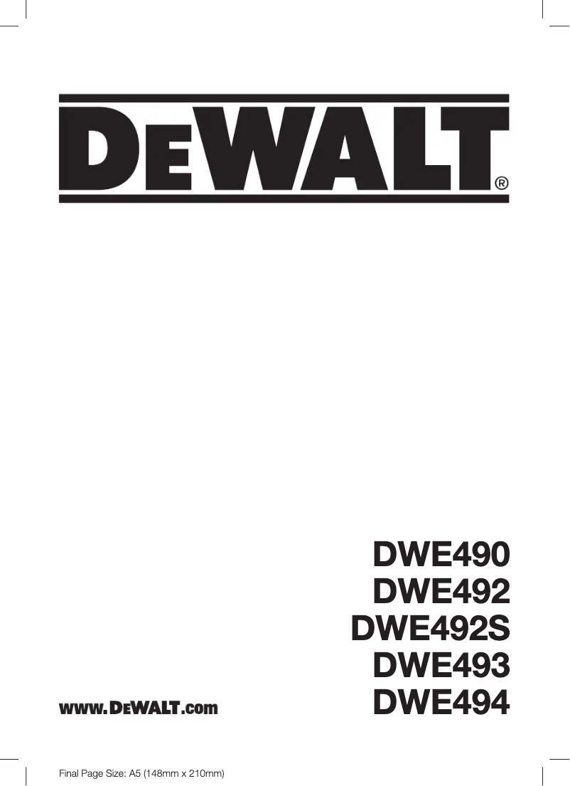 Page 1 de la notice Manuel utilisateur DeWalt DWE493