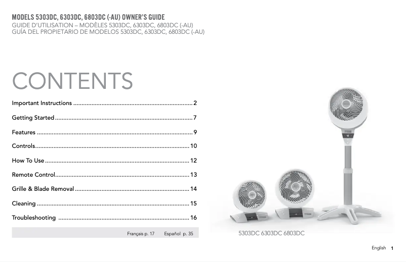 Página 1 del manual Manual de usuario Vornado Energy Smart 6303DC