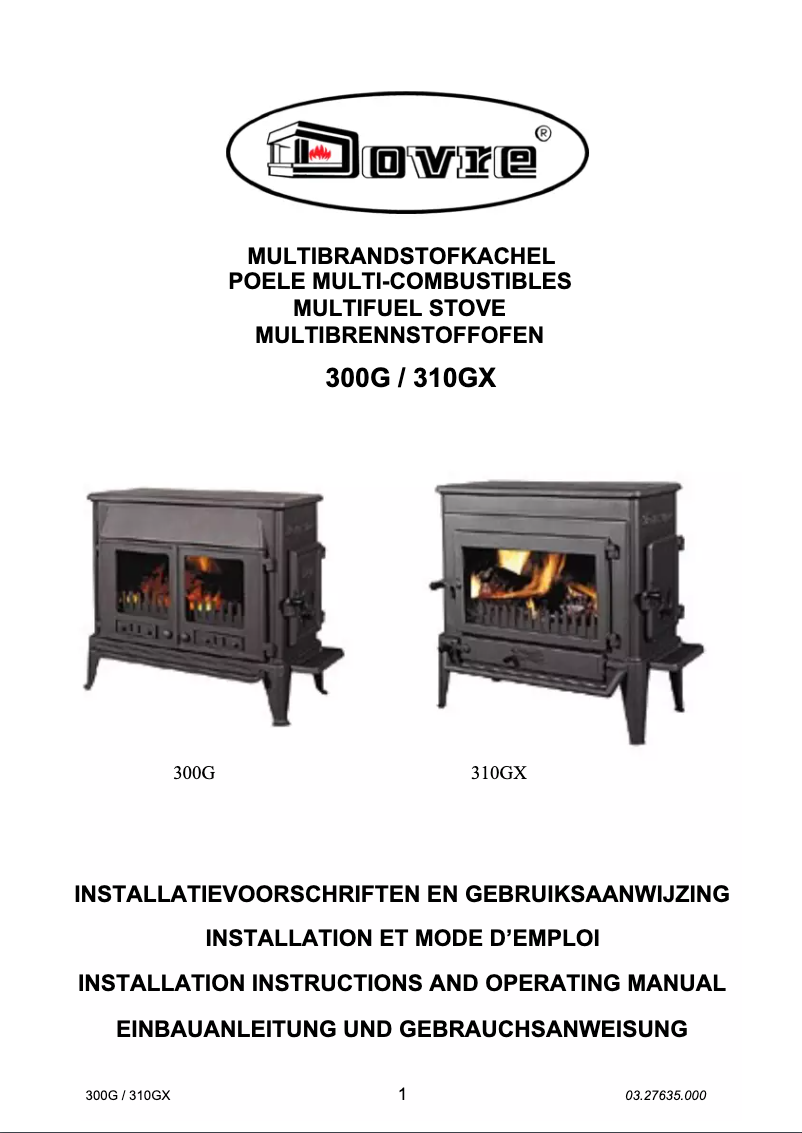 Page 1 de la notice Manuel utilisateur Dovre 300G