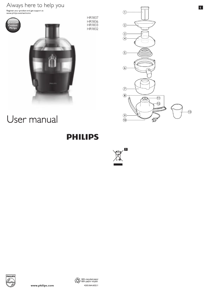 Page n°1 - Manuel utilisateur Philips Viva Collection HR1836