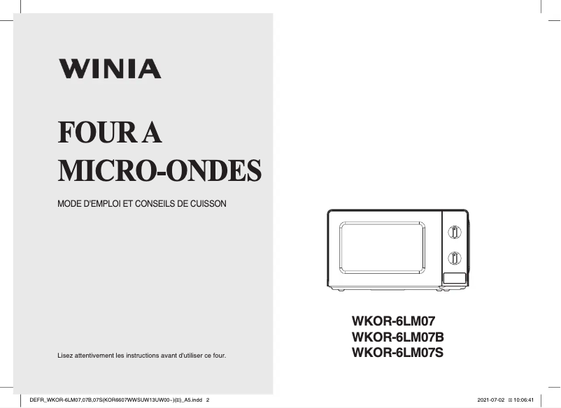Page 1 de la notice Manuel utilisateur Winia WKOR-6LM07S