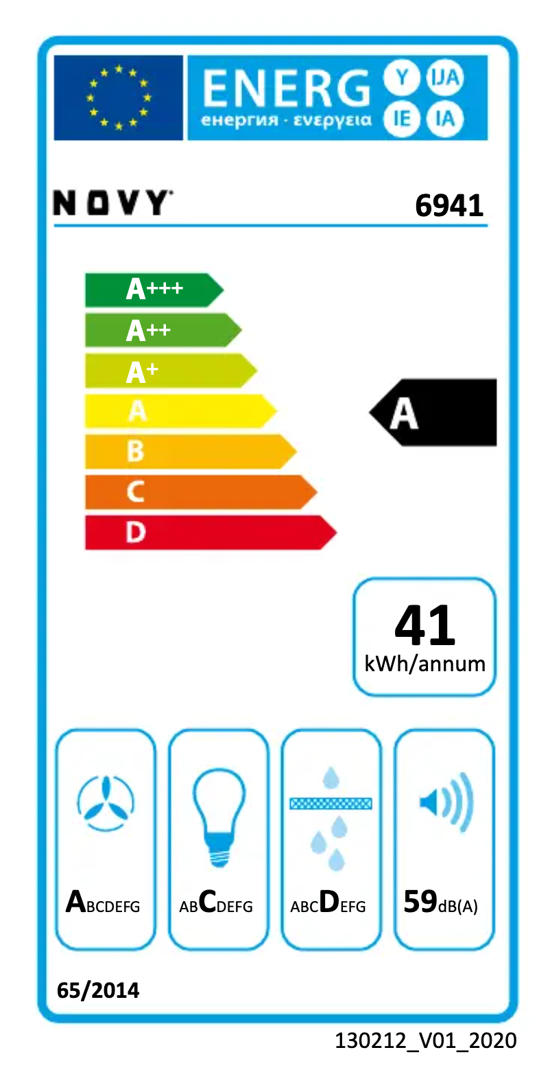Page 1 de la notice Label énergétique Novy Pure'line Pro 6941