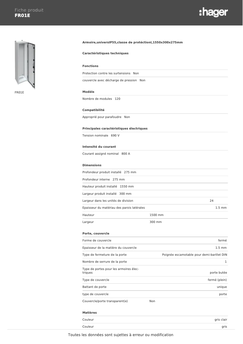 Image de la première page du manuel de l'appareil FR01E