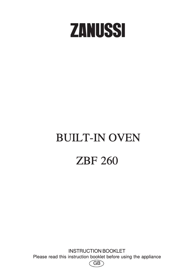 Image de la première page du manuel de l'appareil ZBF260X