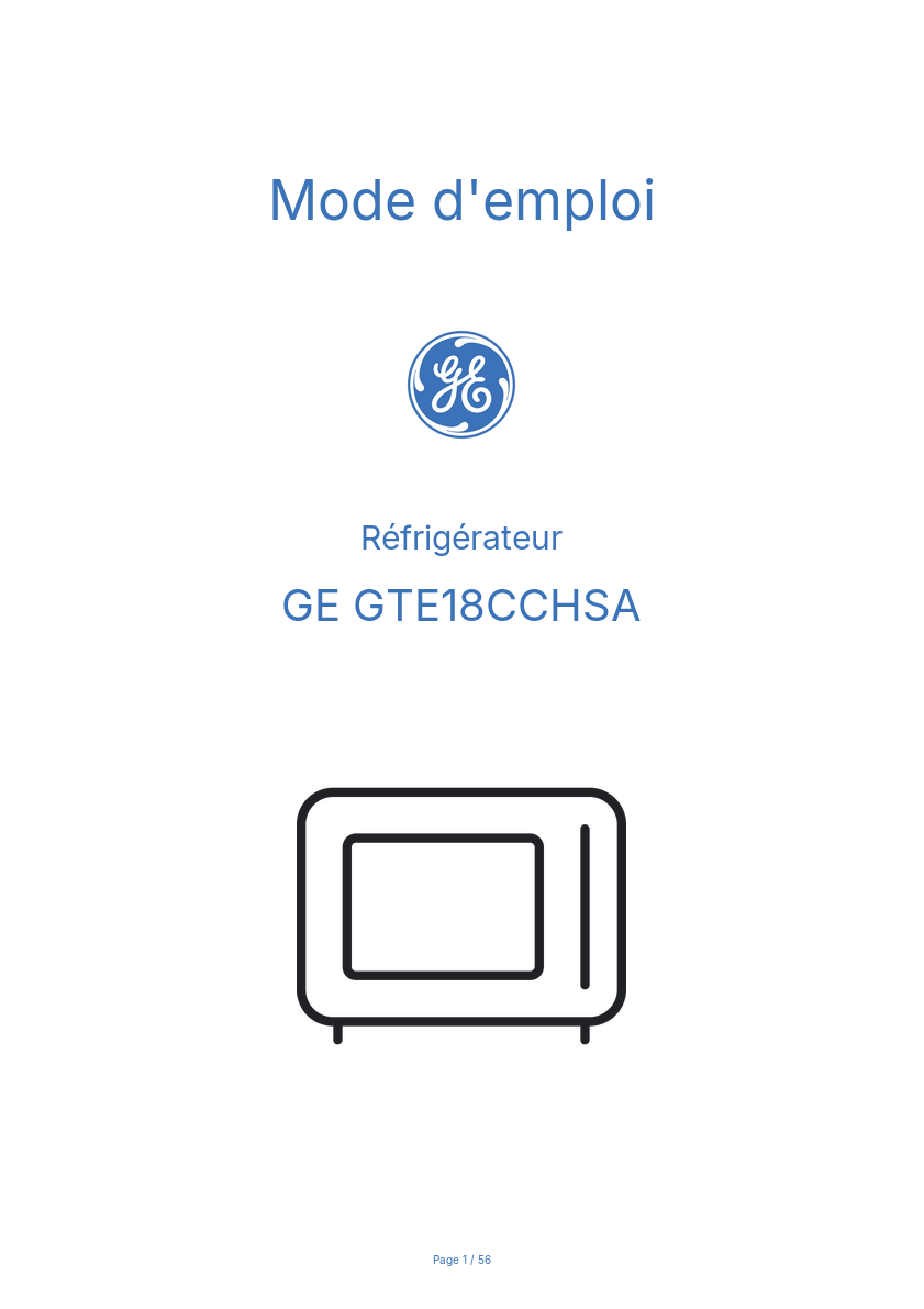 Page n°1 - Mode d'emploi GE GTE18CCHSA
