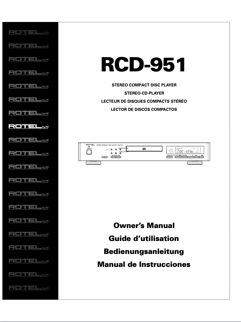 Page 1 de la notice Manuel utilisateur Rotel RCD-951