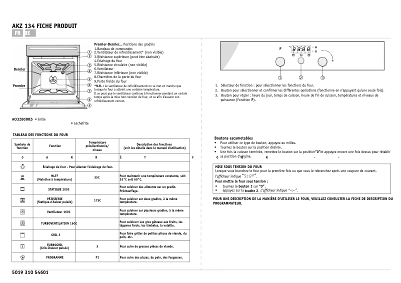 Page 1 de la notice Manuel utilisateur Whirlpool AKZ 134 WH