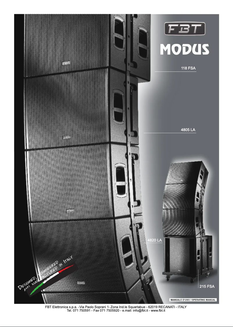 Page n°1 - Manuel utilisateur FBT MODUS 215 FSA