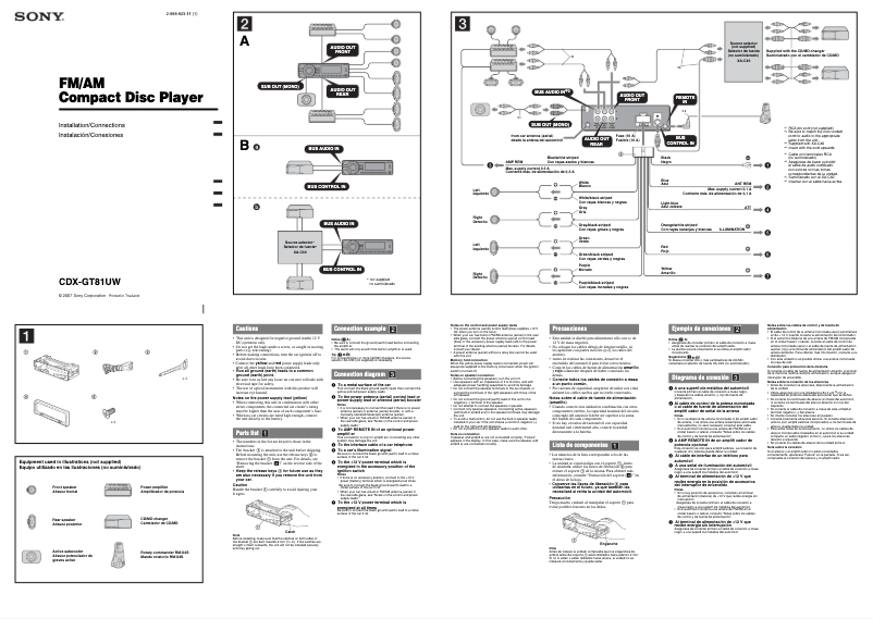 Page n°1 - Guide d'installation Sony CDX-GT81UW