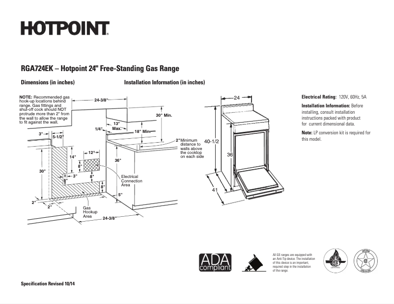 Image de la première page du manuel de l'appareil RGA724EKWH