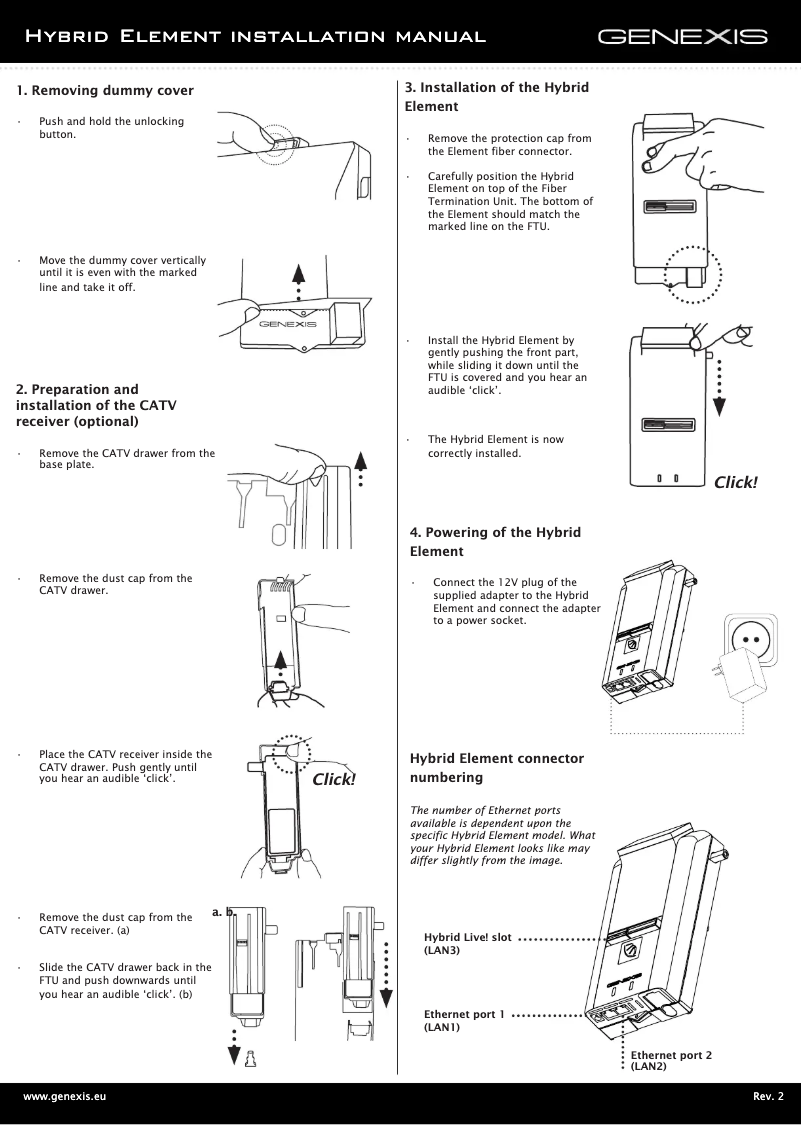 Page 1 de la notice Manuel utilisateur Genexis Hybrid Element NT