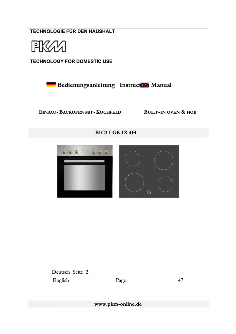 Página 1 del manual Manual de usuario PKM BIC3 I GK IX 4H